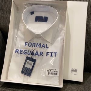 David Donahue Regular fit French cuff tuxedo shirt